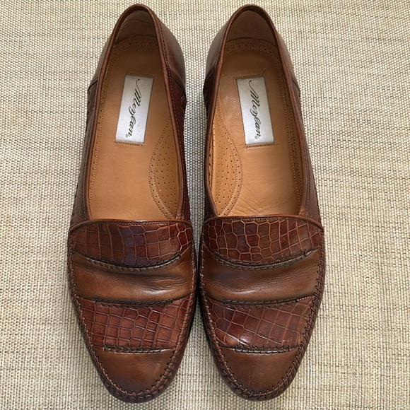 Mezlan Brown Crocodile Leather Loafers main image 6